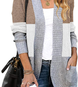 Womens Long Sleeve Open Front Cardigans Chunky Knit Draped Sweaters