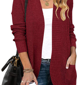 Womens Long Sleeve Open Front Cardigans Chunky Knit Draped Sweaters