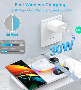 Wireless Charger For Galaxy Watch 4 3 in 1 Qi Wireless Charger Dock 30W Fast Charging Station For Samsung