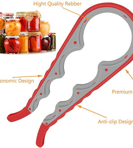 Jar Opener, 5 in 1 Multi Function Bottle Opener Kit with Silicone Handle