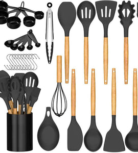 24 pcs Non-Stick Silicone Cooking Kitchen Utensils Spatula Set with Holder