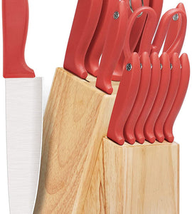 Knife Set 15-Piece Kitchen Knife Set with Sharpener Wooden Block