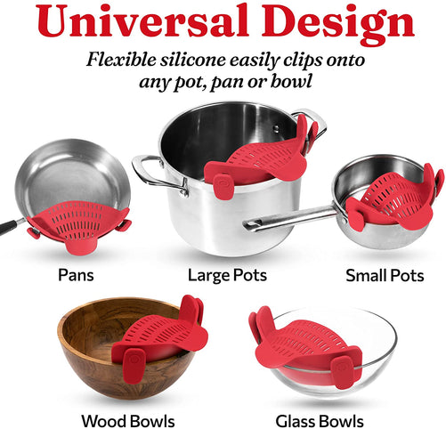 Pot Strainer and Pasta Strainer - Strainer for Pots, Pans, and Bowls
