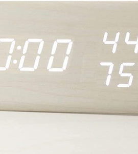 Digital Alarm Clock, with Wooden Electronic LED Time Display