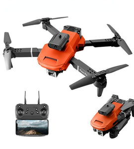 Foldable Quadcopter 4-Sided Obstacle Avoidance Drone Mobile Phone Remote Control Dual Camera Beauty Function E100 Aircraft Toy (Orange)