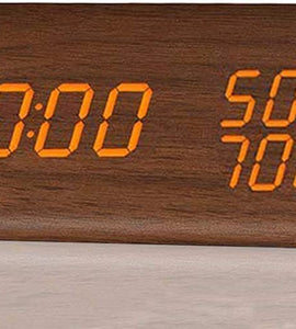 Digital Alarm Clock, with Wooden Electronic LED Time Display