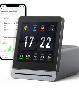 Qingping Air Quality Monitor, Indoor Air Quality Meter Detects PM2.5, Temperature, CO2, and Humidity, Smart Air Quality Sensor for Bedroom, A Rechargeable Device with 2 Colors, Smart Home