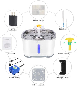 Cat Water Fountain Stainless Steel, 84oz/2.5L Automatic Pet Water Fountain