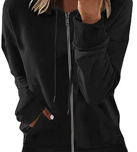 Women's Casual Long Sleeve Zip-Up Hoody