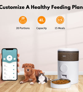 Automatic Cat Feeder,4L WiFi Food Dispenser for Cats and Dogs