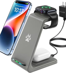 3-in1 Magnetic Charging Station Fast Wireless Mag-Safe Charging Stand,Compatible with iPhone 14/Pro