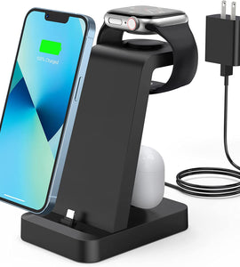 Charger Station for iPhone Multiple Devices - 3 in 1 Fast Wireless Charging Dock Stand