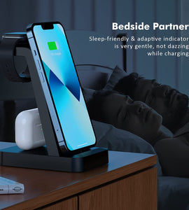 Charger Station for iPhone Multiple Devices - 3 in 1 Fast Wireless Charging Dock Stand