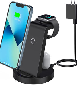 Wireless Charging Stand Dock for Apple Watch Series & Airpods(with Adapter)