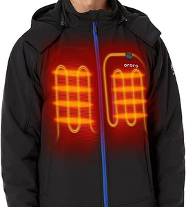 Soft Shell Heated Jacket with Detachable Hood and Battery Pack