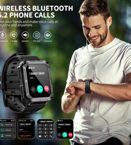 Military Smart Watches for Men IP68 Waterproof Rugged Bluetooth & Call