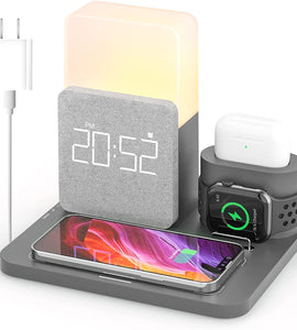 3 in 1 Wireless Charging Station, , Alarm Clock with Wireless Charger, Night Light, iPhone 12/13/14 Pro/13 Mini/13 Pro Max/12 pro, Samsung,