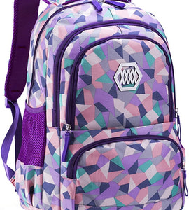 Girl Geometric Printed Primary Junior High University School Bag Bookbag