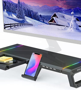 Monitor Stand for Desk RGB Gaming Lights with USB 2.0 Hub