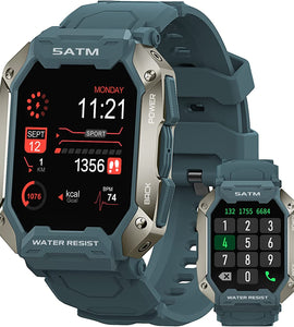 Smart Watches for Men ,100M Waterproof Rugged Military Grade Bluetooth Call(Answer/Dial Calls)，Health Tracker for Android Phones