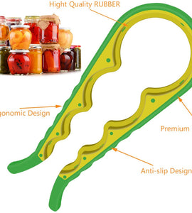 Jar Opener, 5 in 1 Multi Function Bottle Opener Kit with Silicone Handle