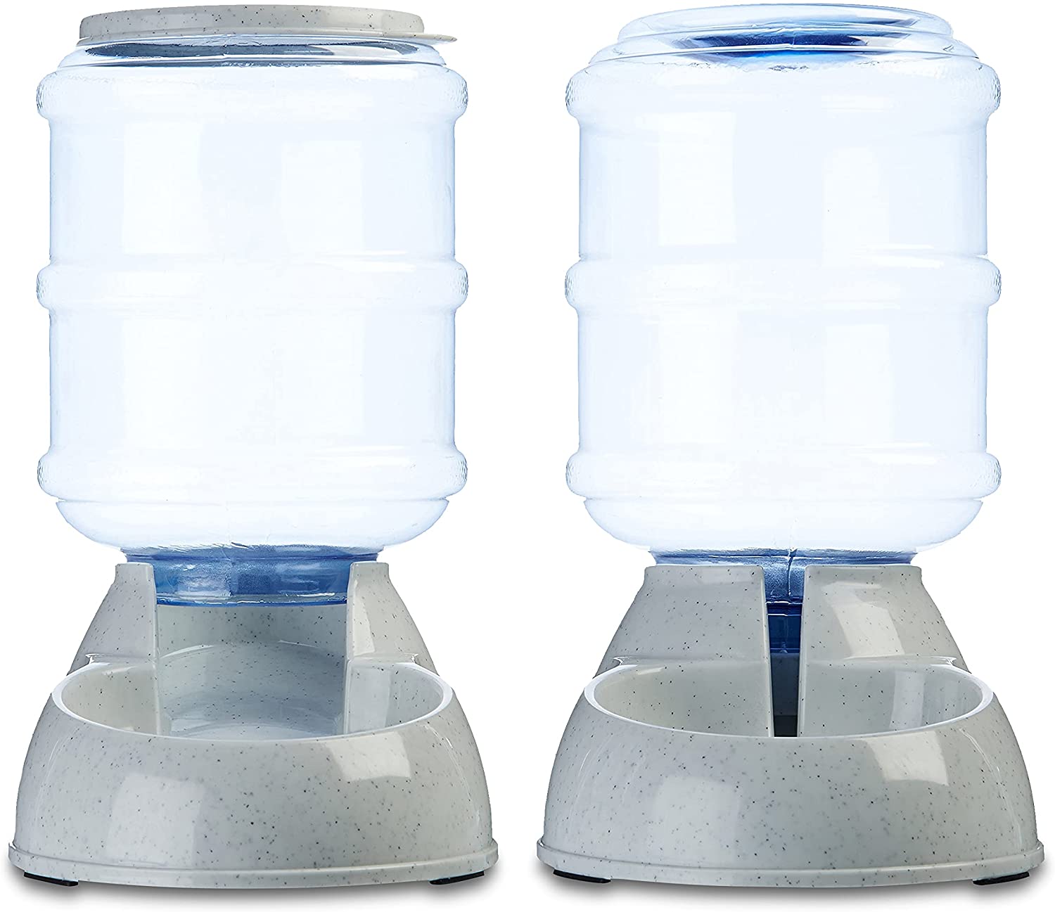 Basics Automatic Dog Cat Water Dispenser Gravity Feeder Set, Small,  6-Pound Food Capacity, 1-Gallon, Gray