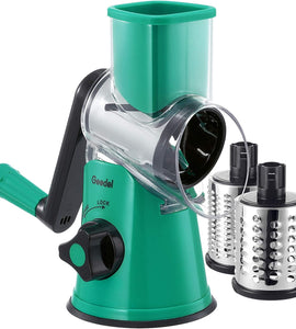 Kitchen Mandoline Vegetable Slicer with 3 Interchangeable Blades, Easy to Clean Rotary Grater