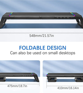 Monitor Stand for Desk RGB Gaming Lights with USB 2.0 Hub
