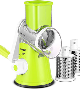 Kitchen Mandoline Vegetable Slicer with 3 Interchangeable Blades, Easy to Clean Rotary Grater