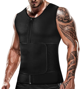 Mens Sweat Sauna Vest for Waist Trainer Zipper Neoprene Tank Top, Workout Zipper Suit