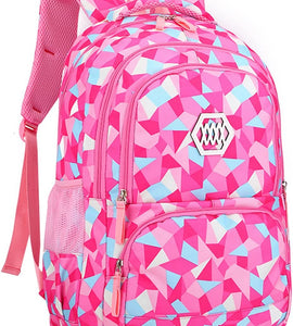 Girl Geometric Printed Primary Junior High University School Bag Bookbag