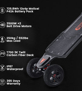 Ultra-Long 44 Miles Range Mountain Board Highest 35MPH Top Speed, 365 Days Warranty, Professional Longboard Skateboard for Adult