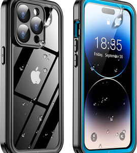 iPhone 14 Pro Case Waterproof,Built-in 9H Tempered Glass Screen Protector