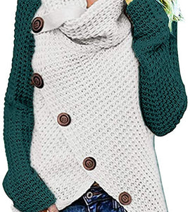 MMIYY Button Cowl Neck Sweaters for Women