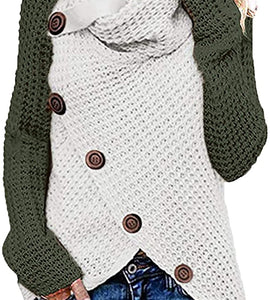 MMIYY Button Cowl Neck Sweaters for Women