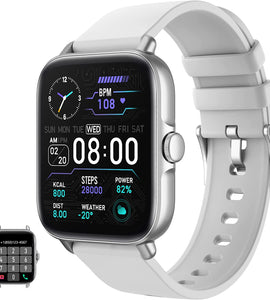 Smart Watch(Call Receive/Dial), Full Touch Screen SmartWatch for Android and iOS Phones Compatible Fitness Tracker with Heart Rate,Sleep,Blood Oxygen