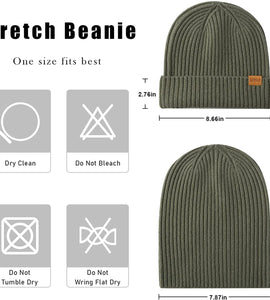 Wool Cuff Beanie Hat, Unisex Warm Winter Caps Soft
