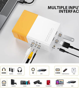 LED Pico Video Projector for Home & Theater with HDMI USB Interfaces and Remote Control