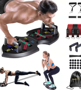 Multi-Functional 20 in 1 Push Up Bar with Resistance Bands, Portable Home