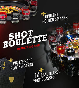 Shot Glass Roulette Drinking Game and Poker Playing Cards Set