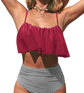 Women's High Waisted Falbala Bikini Set