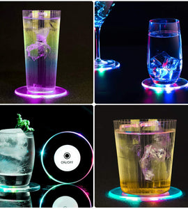 LED Coasters for Drinks, Light Up Coasters ON/OFF Disposable Round