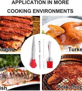 Red Durable Silicone and Stainless Steel Turkey Baster Set