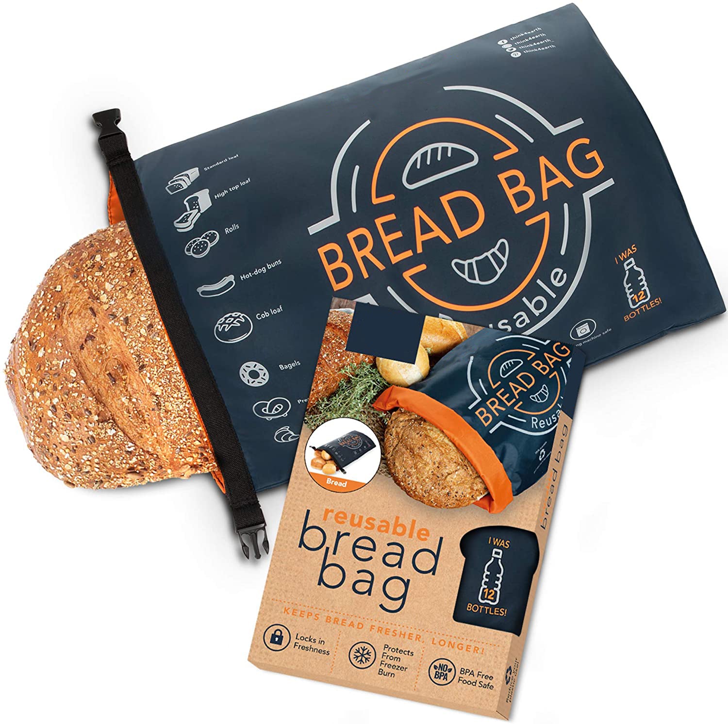 Linen Bread Bag - Reusable freezer bread bag for homemade bread