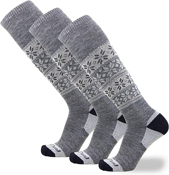 3Packs Alpaca Ski Socks – Men Warm Wool Sock, Women Skiing & For Snowboarding