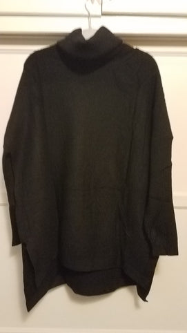 Women's Long Turtleneck Sweater with Asymmetrical Hem