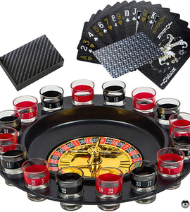 Shot Glass Roulette Drinking Game and Poker Playing Cards Set