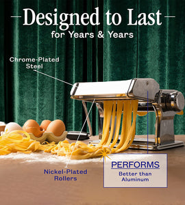 Pasta Maker Machine, Manual Hand Press, Adjustable Thickness Settings