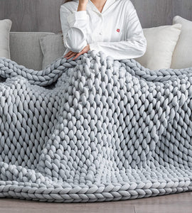 Blanket 15 LBS Queen Size 60x80 inch, Chunky Knit Weighted Blanket Handmade for Relax