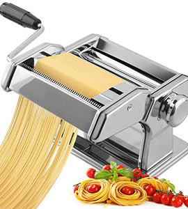Pasta Maker Machine, Manual Hand Press, Adjustable Thickness Settings